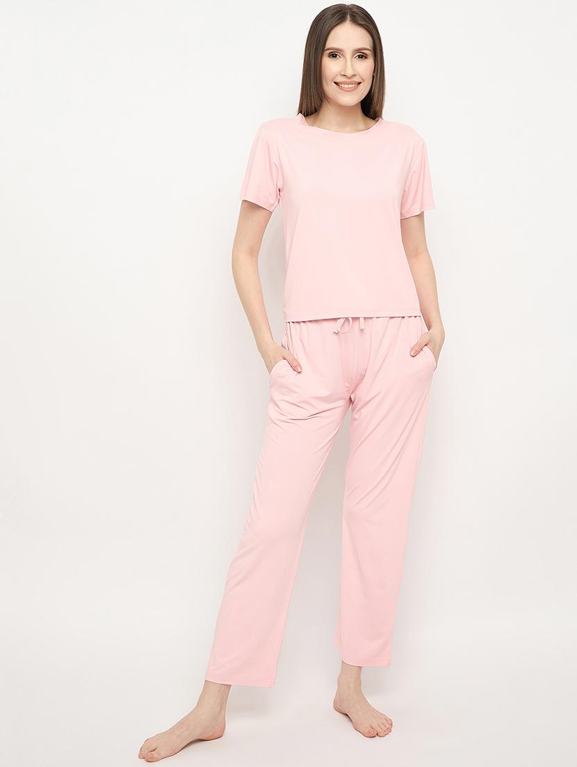 women solid pyjama nightwear set