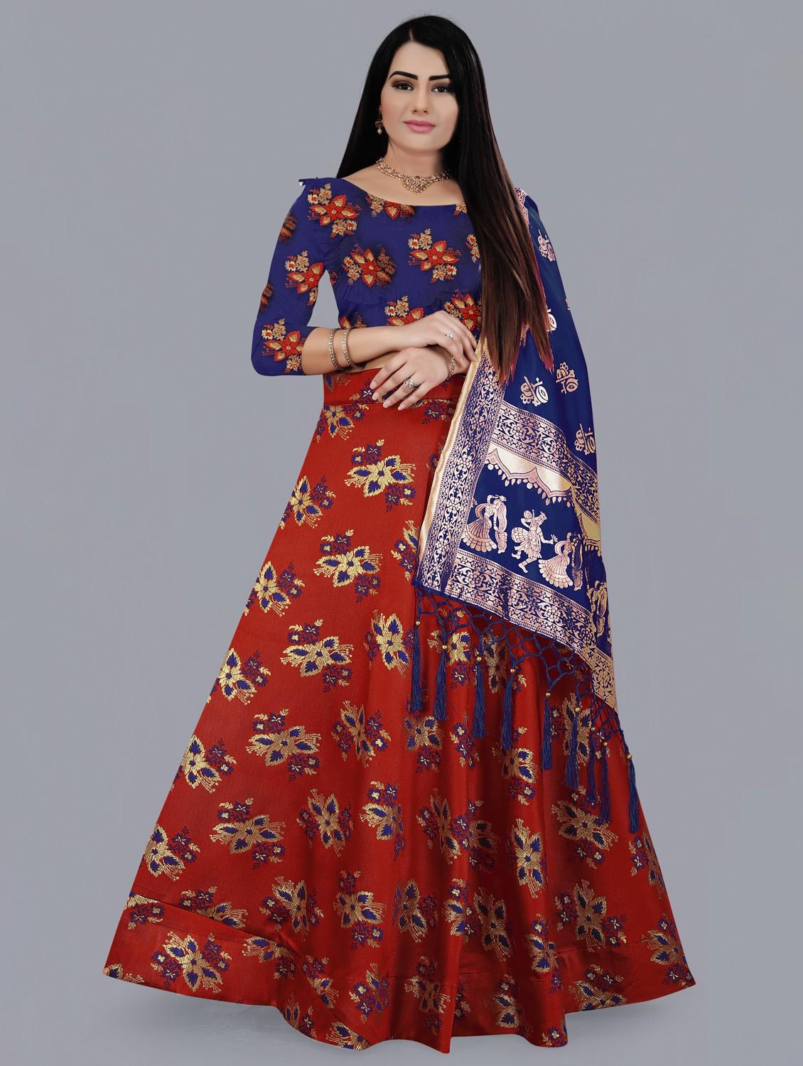 women semi-stitched lehenga choli with dupatta