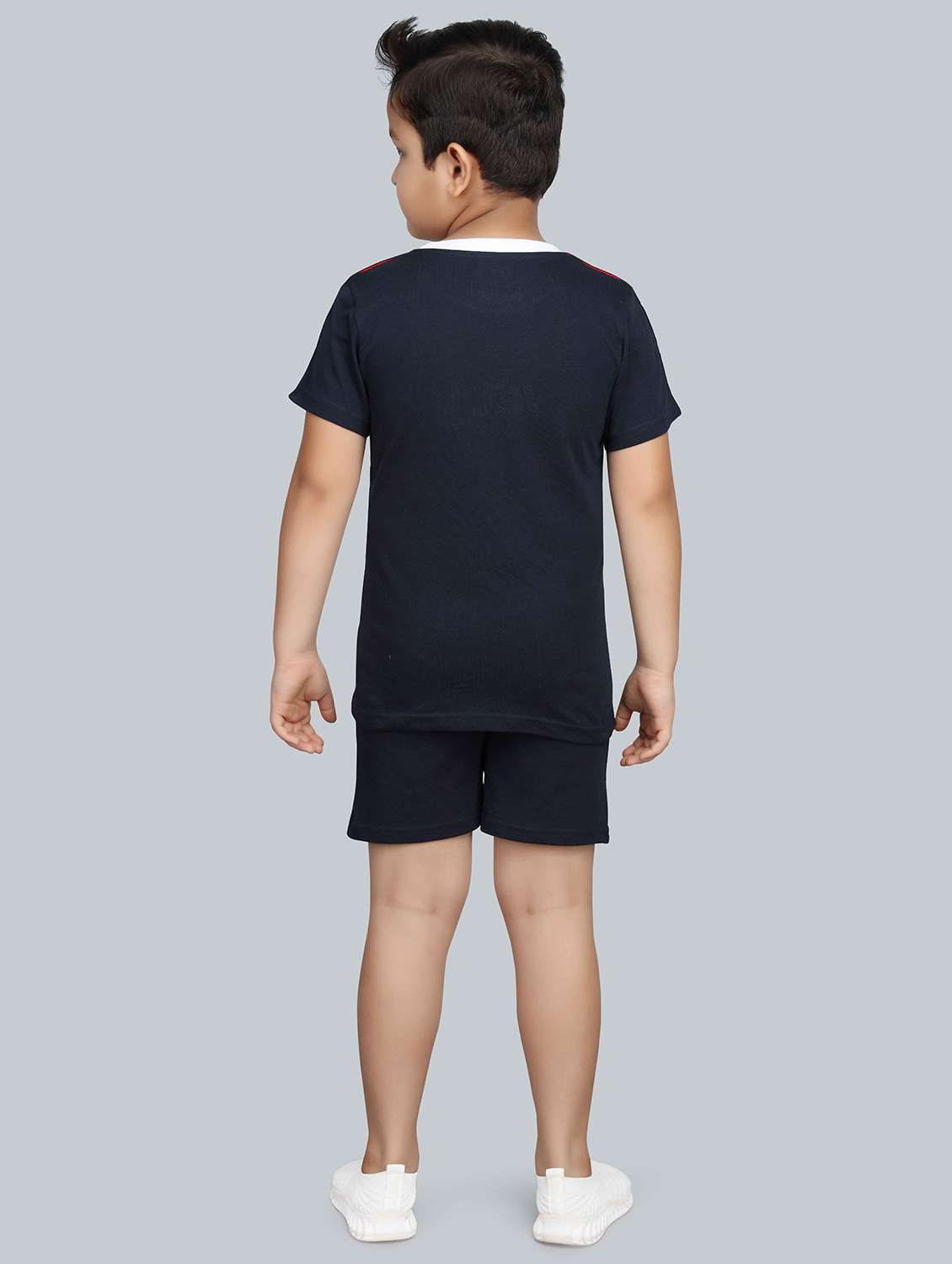 navy blue cotton t-shirt & shorts set - 21271027 - Standard Image - 2
