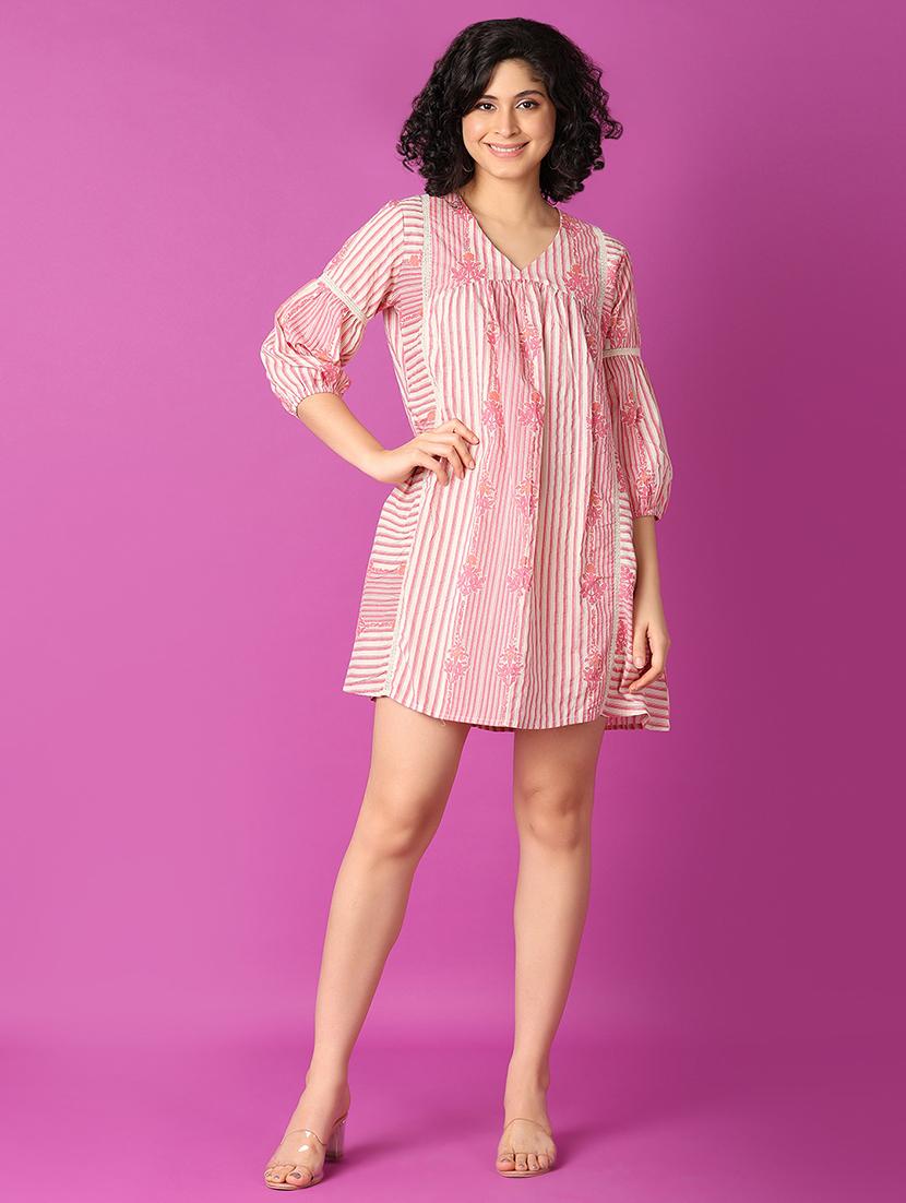 women pink printed a-line dress - 21272662 -  Zoom Image - 0