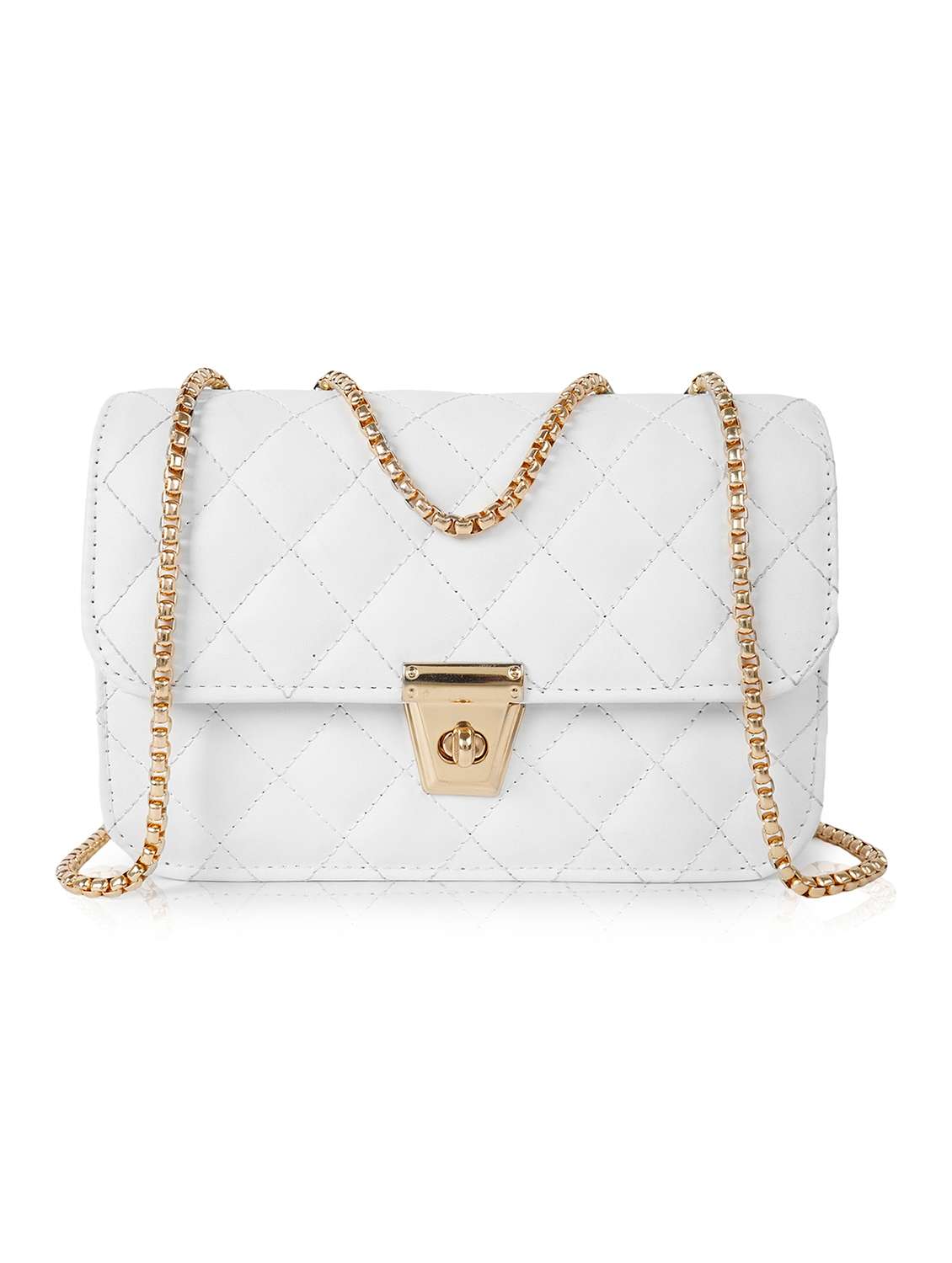 white leatherette (pu) sling bag