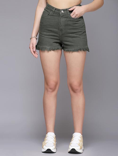women solid high rise short - 21274179 - Standard Image - 0