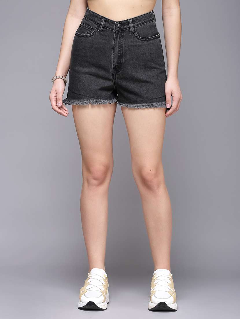 women solid high rise short