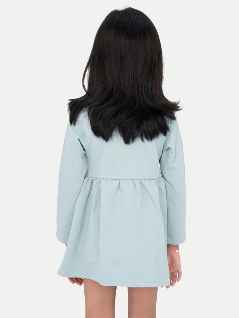 girls sea green round neck cotton frock - 21274379 - Standard Image - 2