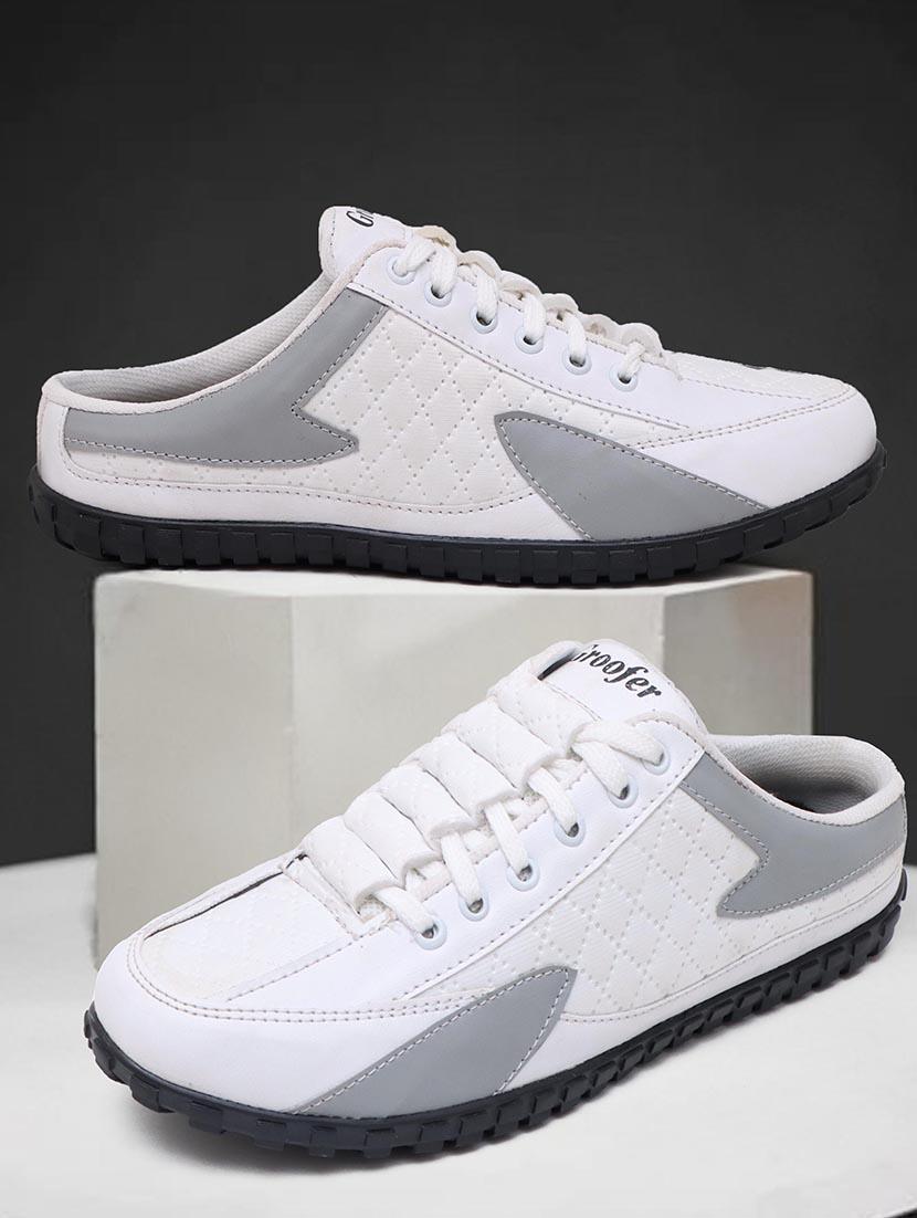 white color block lace up sneakers