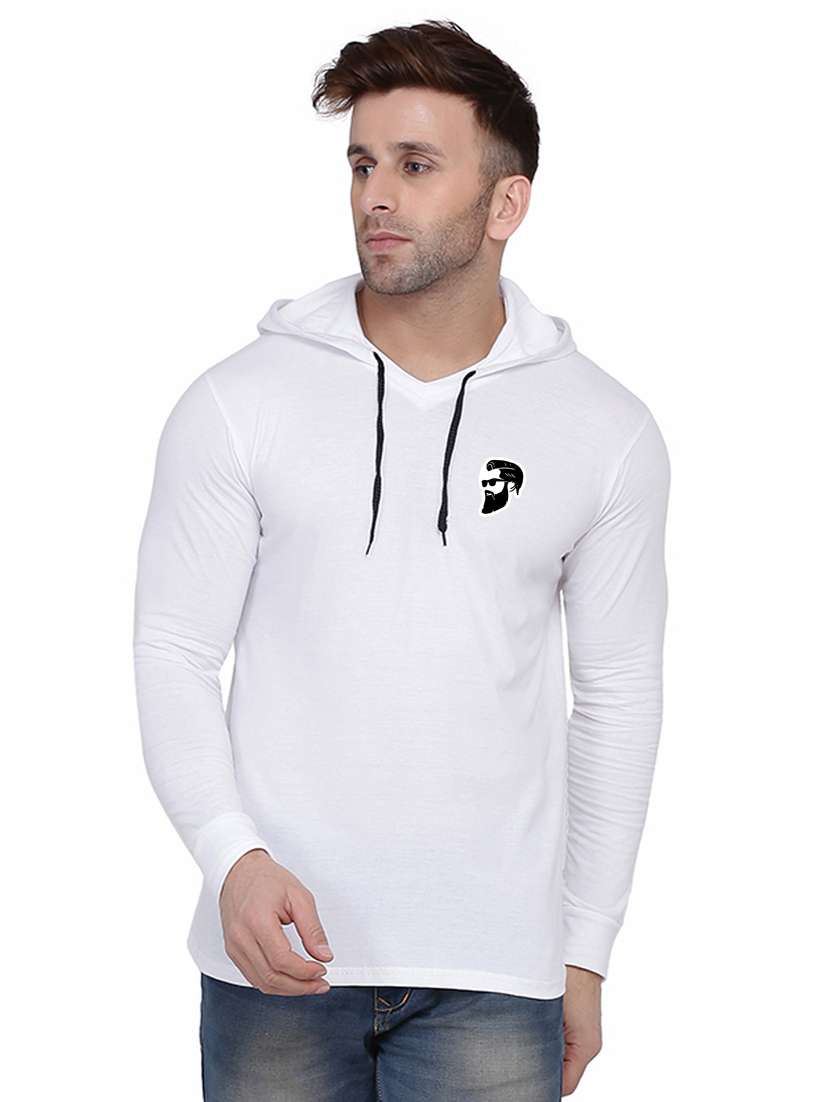men plain hood neck t-shirt
