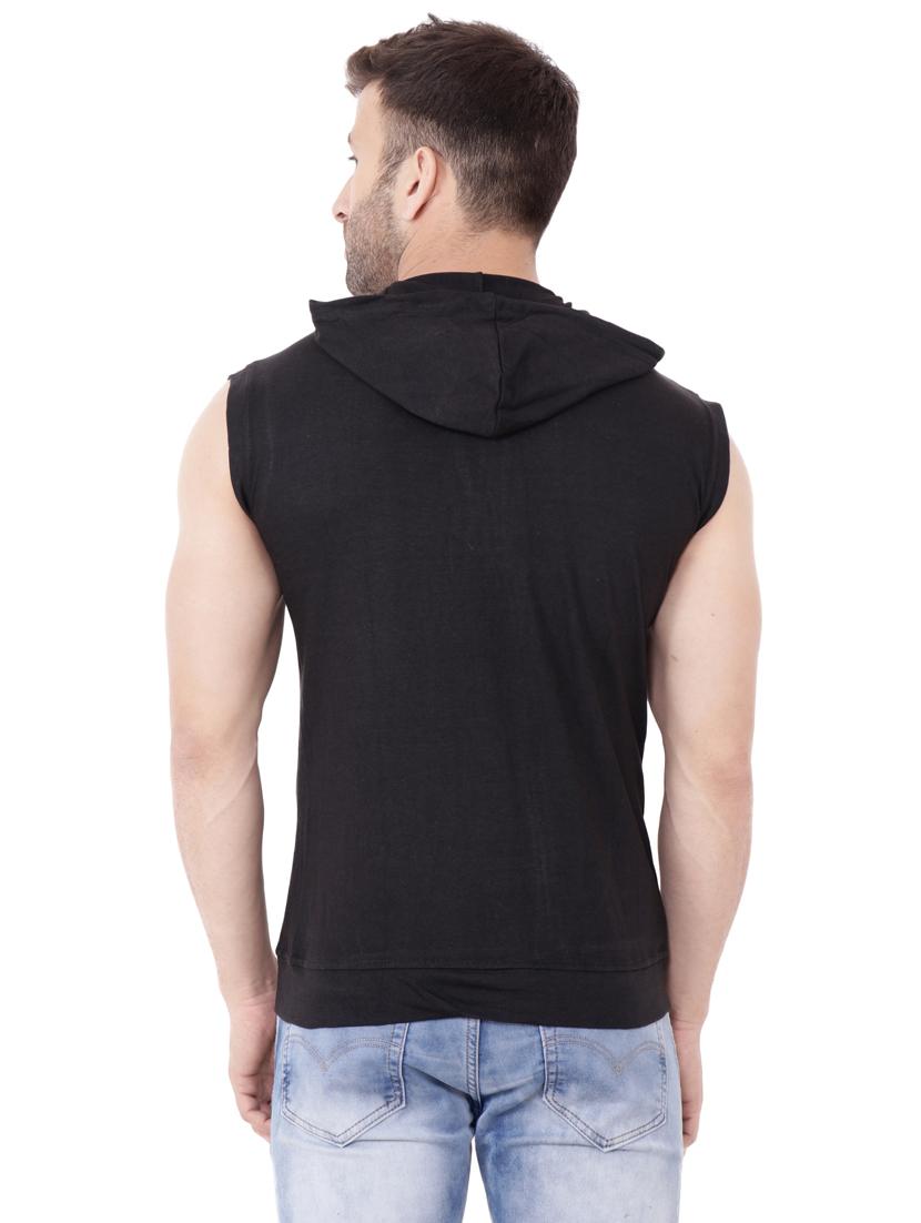 men plain sleeveless hooded neck t-shirt - 21274926 - Standard Image - 2