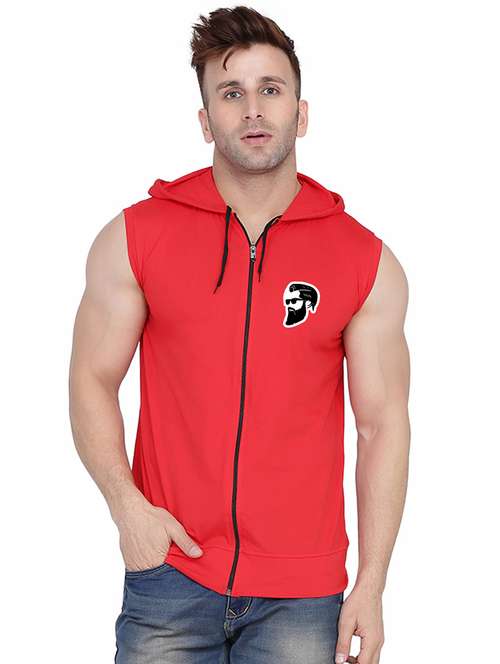 men plain sleeveless hood neck t-shirt - 21274932 -  Standard Image - 0