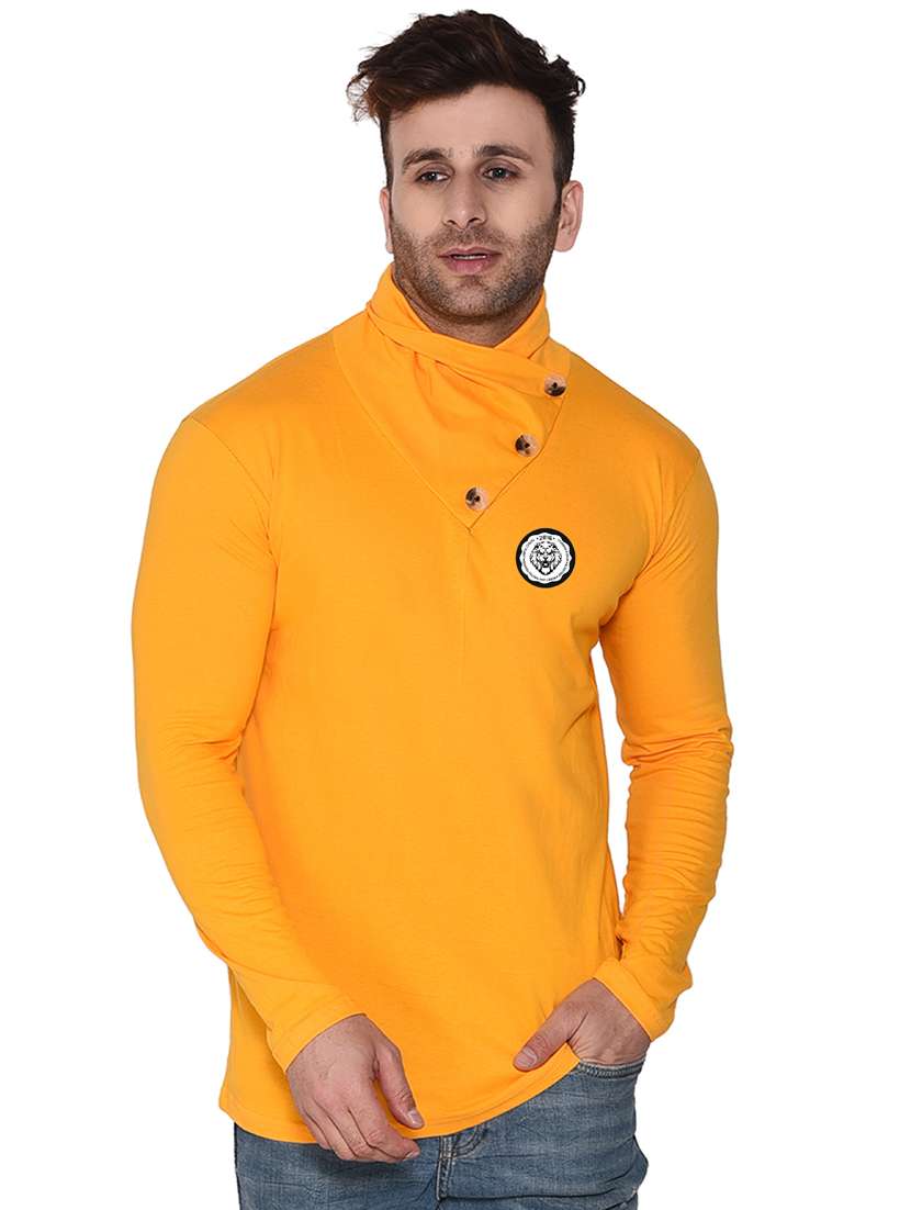men plain high neck t-shirt