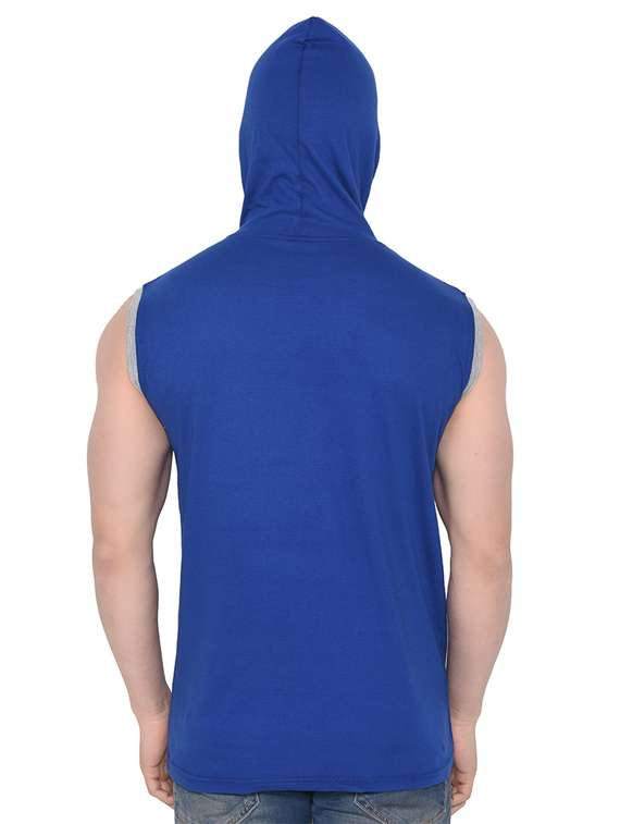 men plain sleeveless hood neck t-shirt - 21274972 - Standard Image - 2