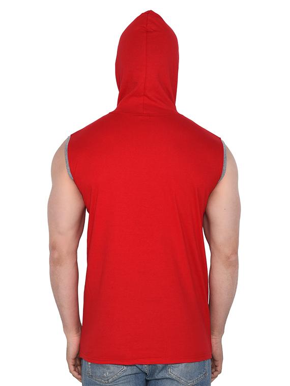 men plain sleeveless hood neck t-shirt - 21274987 - Standard Image - 2
