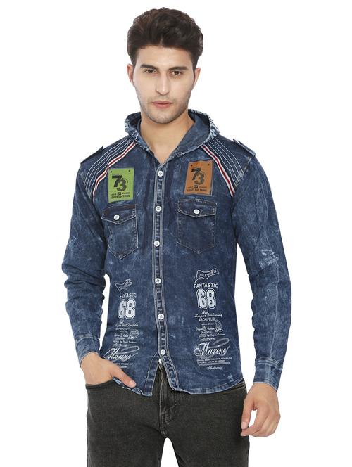 blue denim casual shirt - 21275084 -  Standard Image - 0