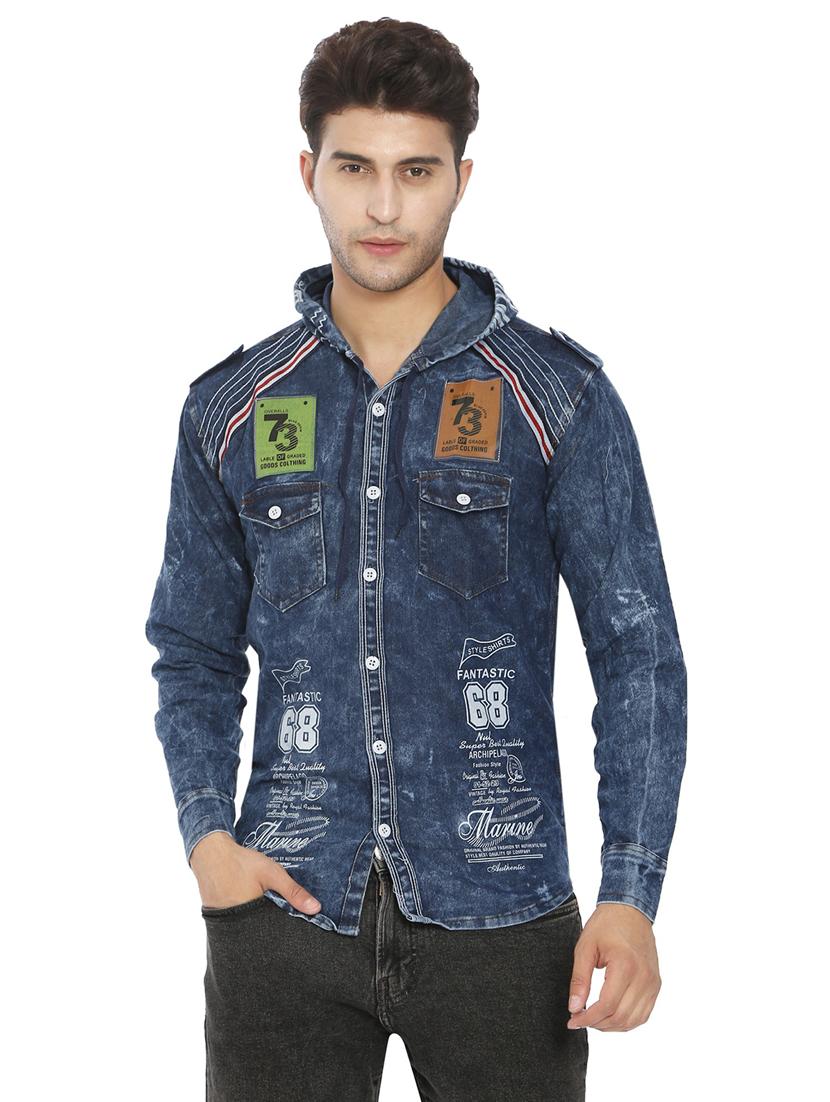 blue denim casual shirt - 21275084 -  Zoom Image - 0