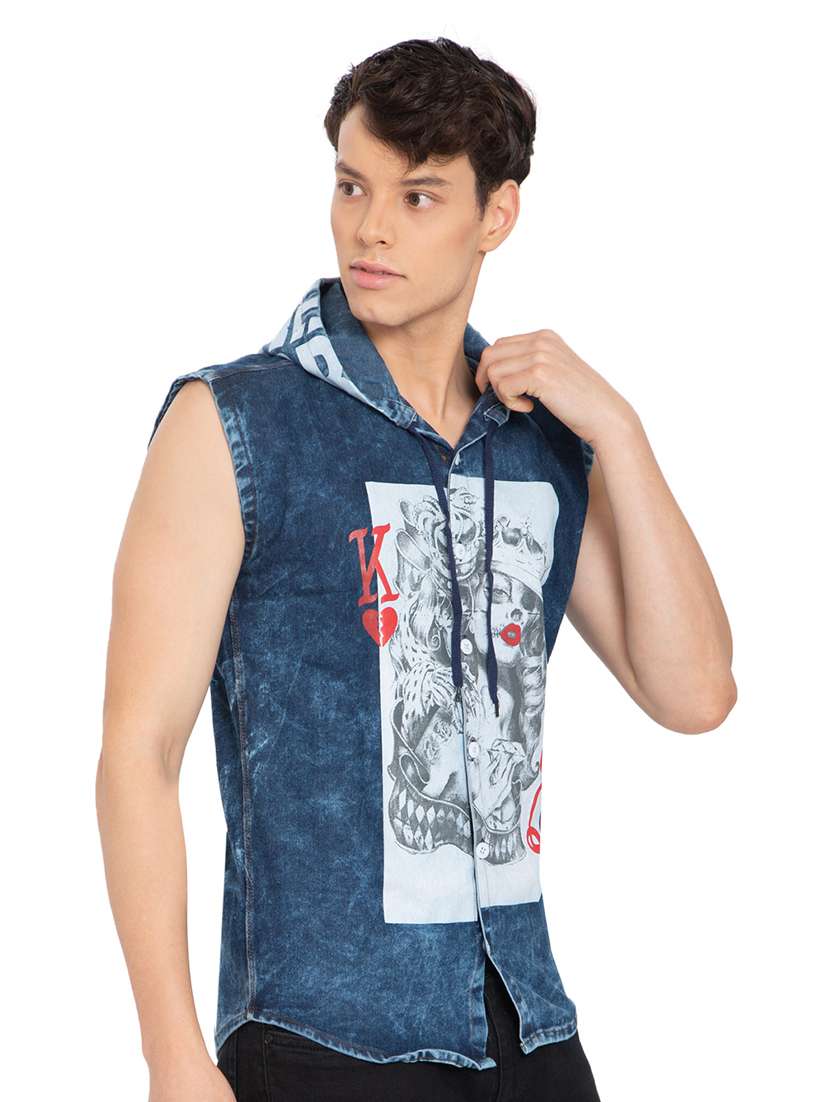 men printed sleeveless casual shirt - 21275097 - Standard Image - 2