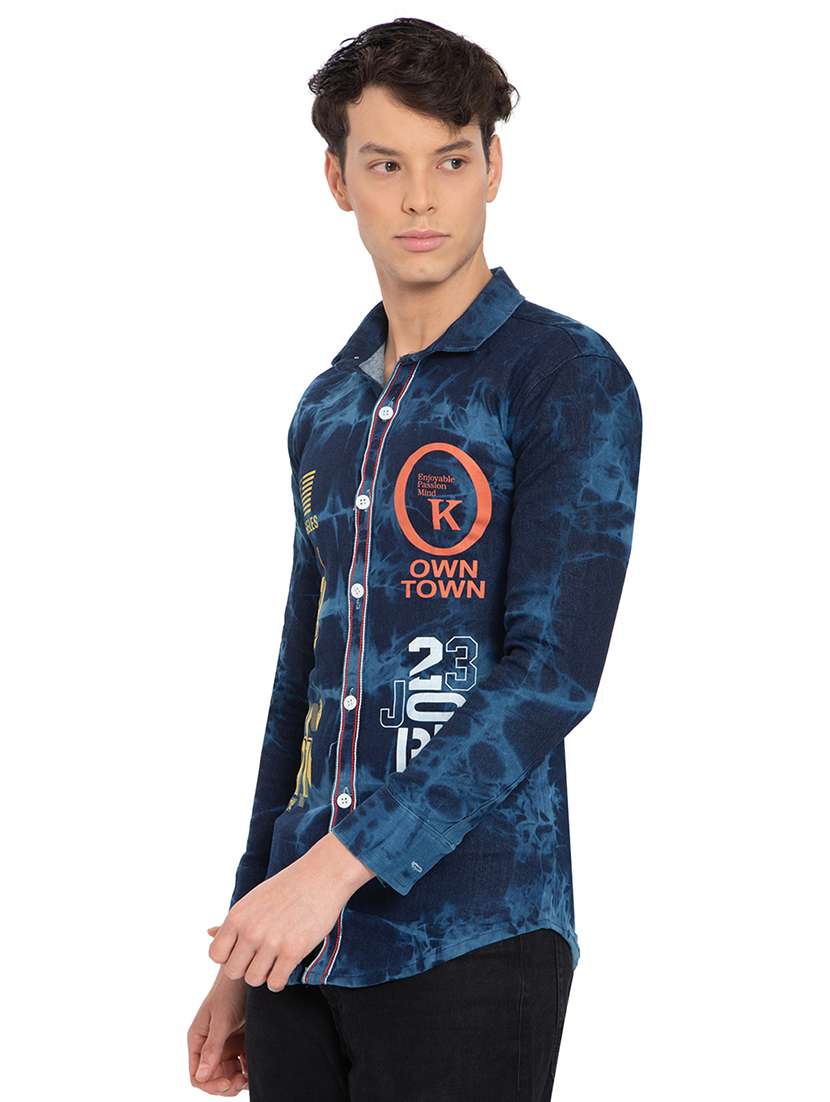 blue denim casual shirt - 21275098 - Standard Image - 2