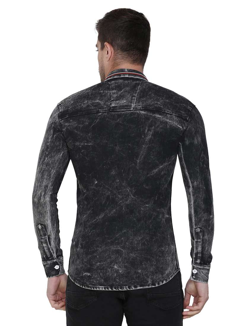 black denim casual shirt - 21275110 - Standard Image - 2