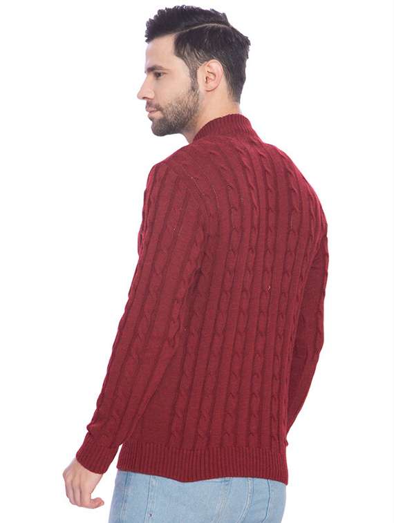 men maroon self design cardigans - 21275136 - Standard Image - 2