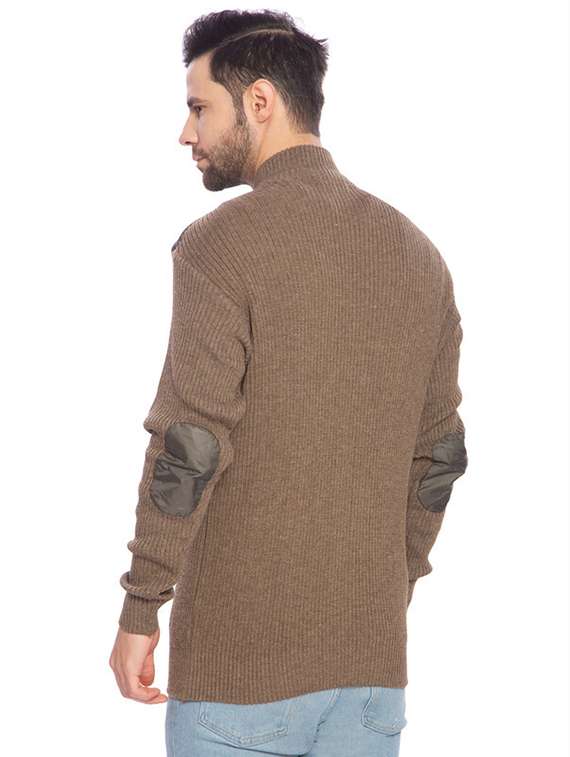men brown self design cardigans - 21275140 - Standard Image - 2