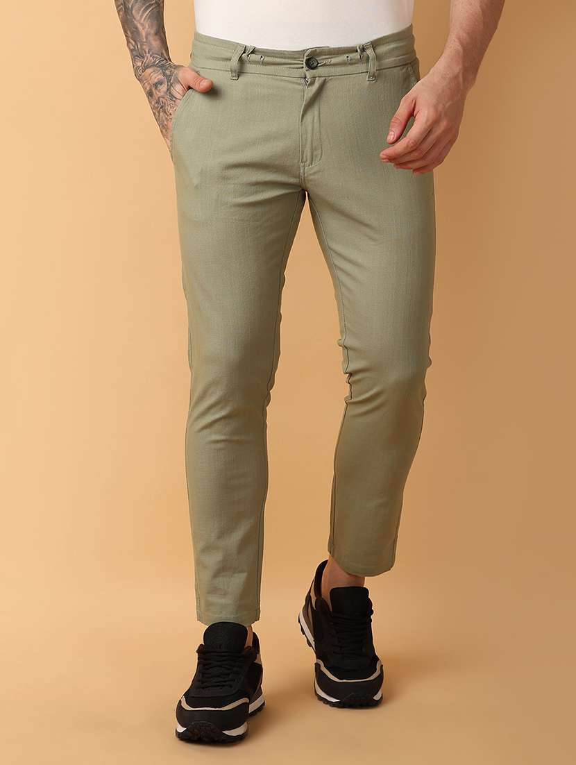 green cotton chinos casual trousers