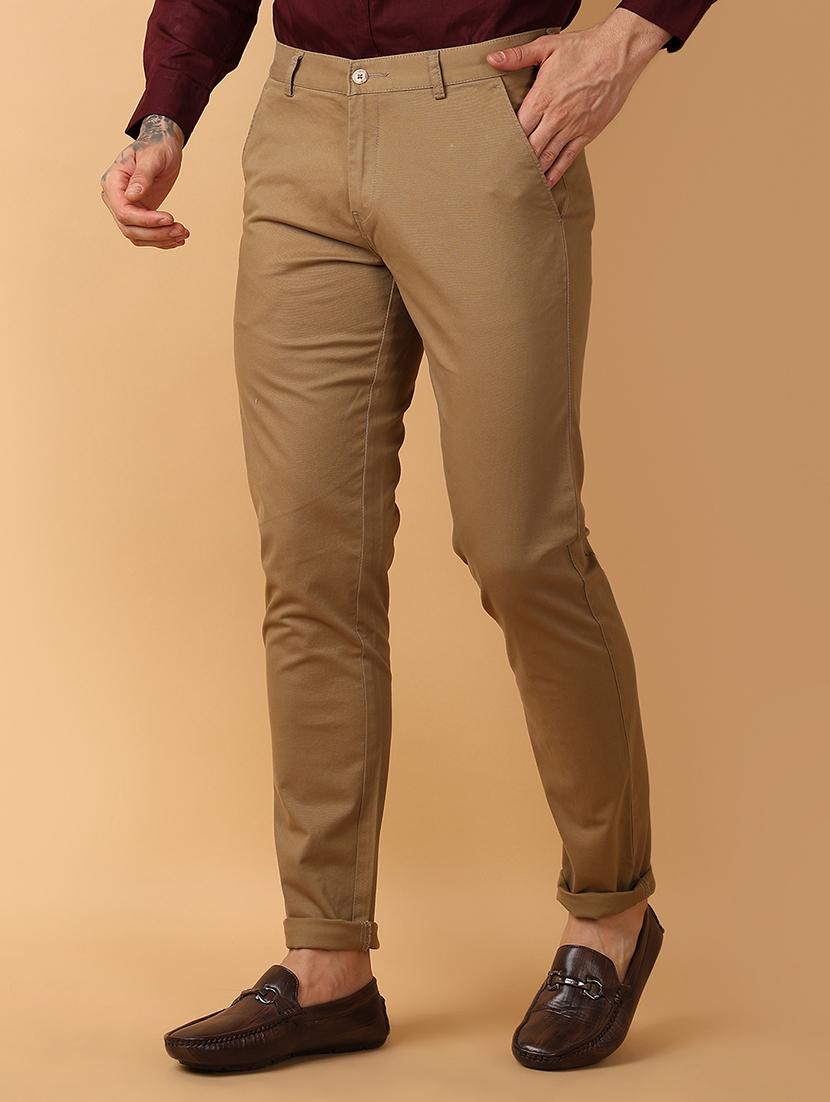 khaki cotton chinos casual trousers - 21275256 - Standard Image - 2