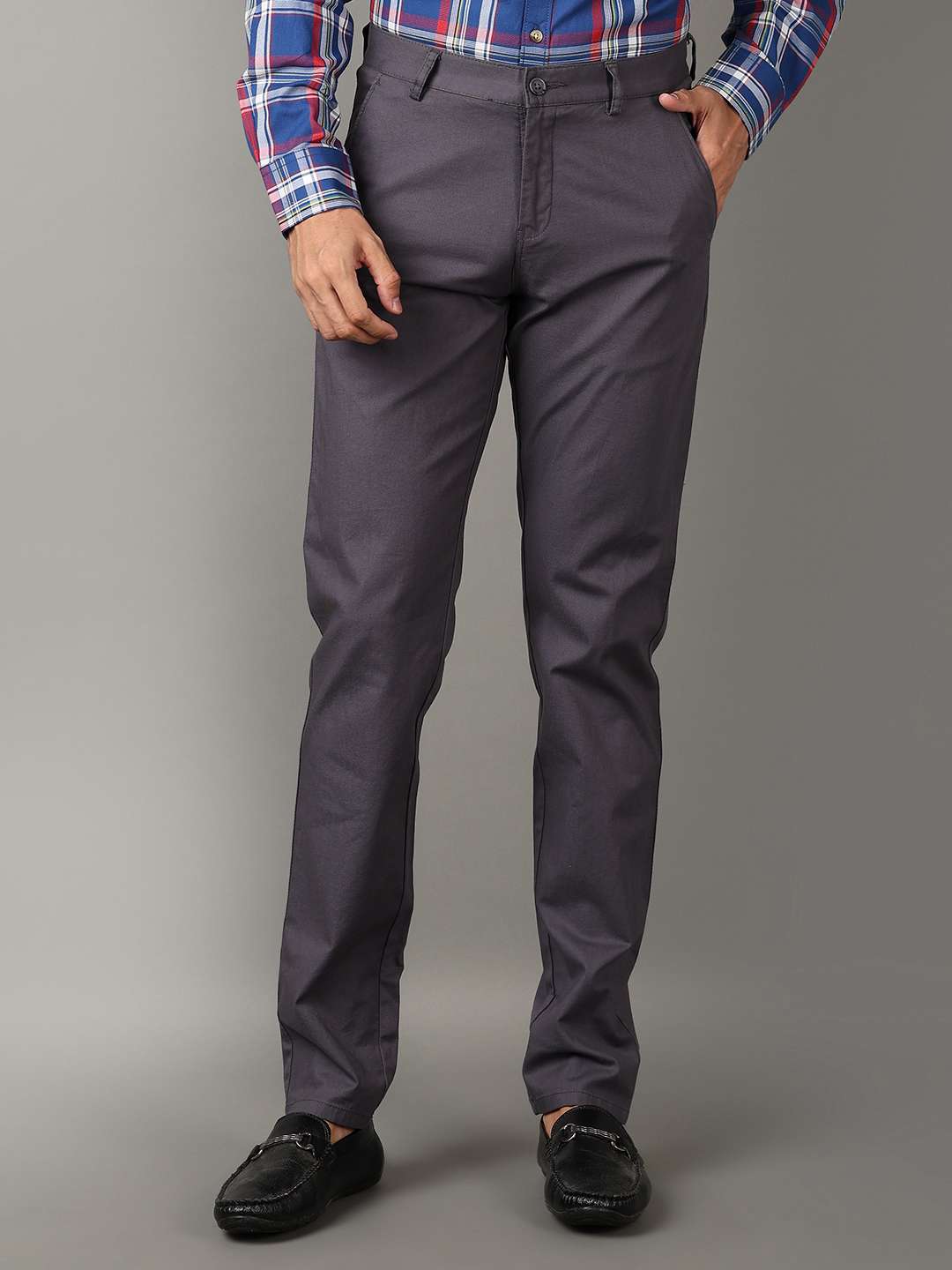 grey cotton chinos casual trousers