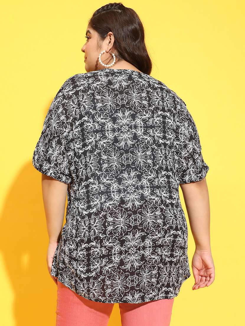 plus size women mandarin neck top - 21275432 - Standard Image - 2