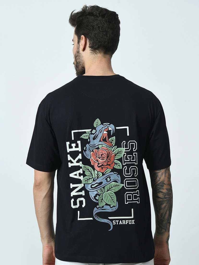 black cotton back print t-shirt