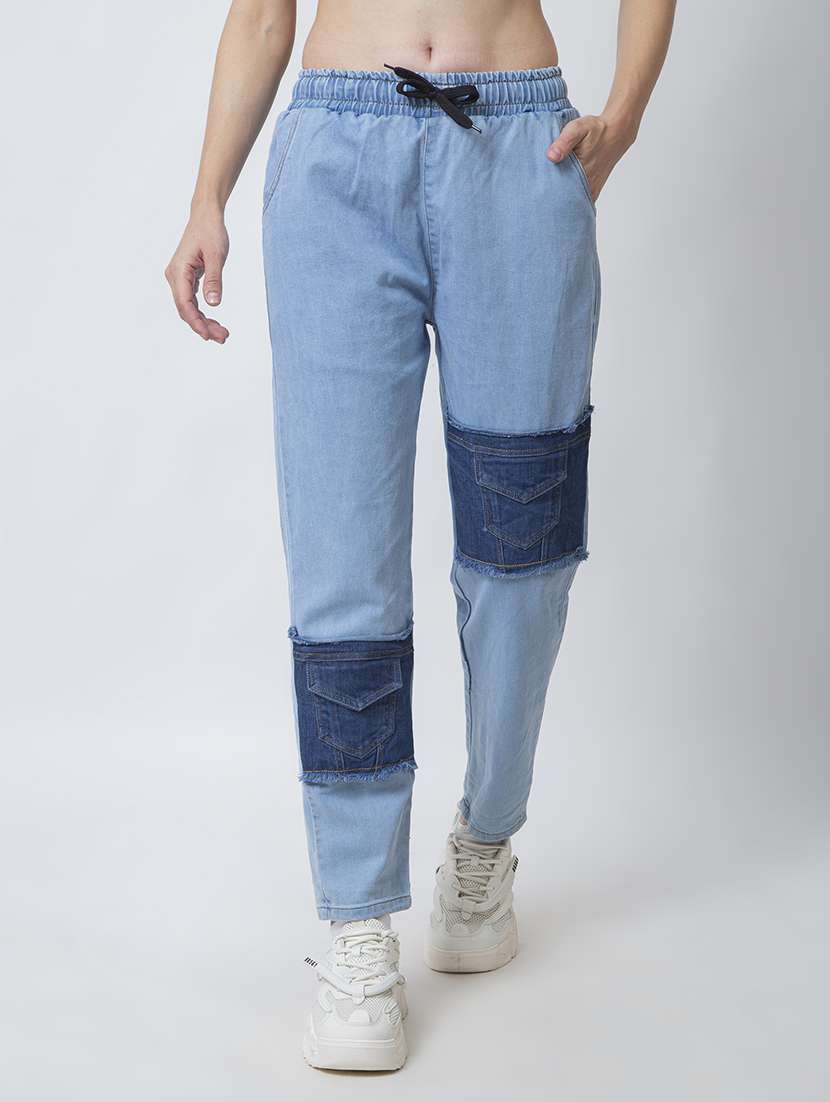 women light blue cotton jeans