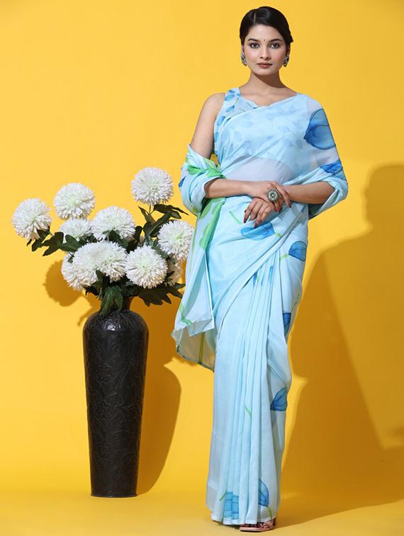 women floral printed saree with blouse - 21275778 - Standard Image - 2