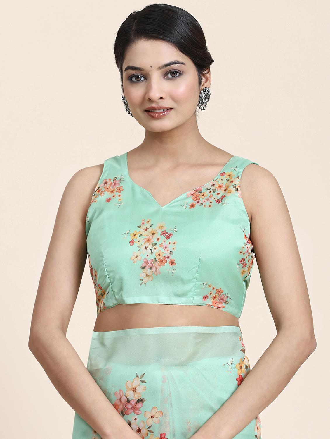 women floral printed saree with blouse - 21275784 - Standard Image - 2