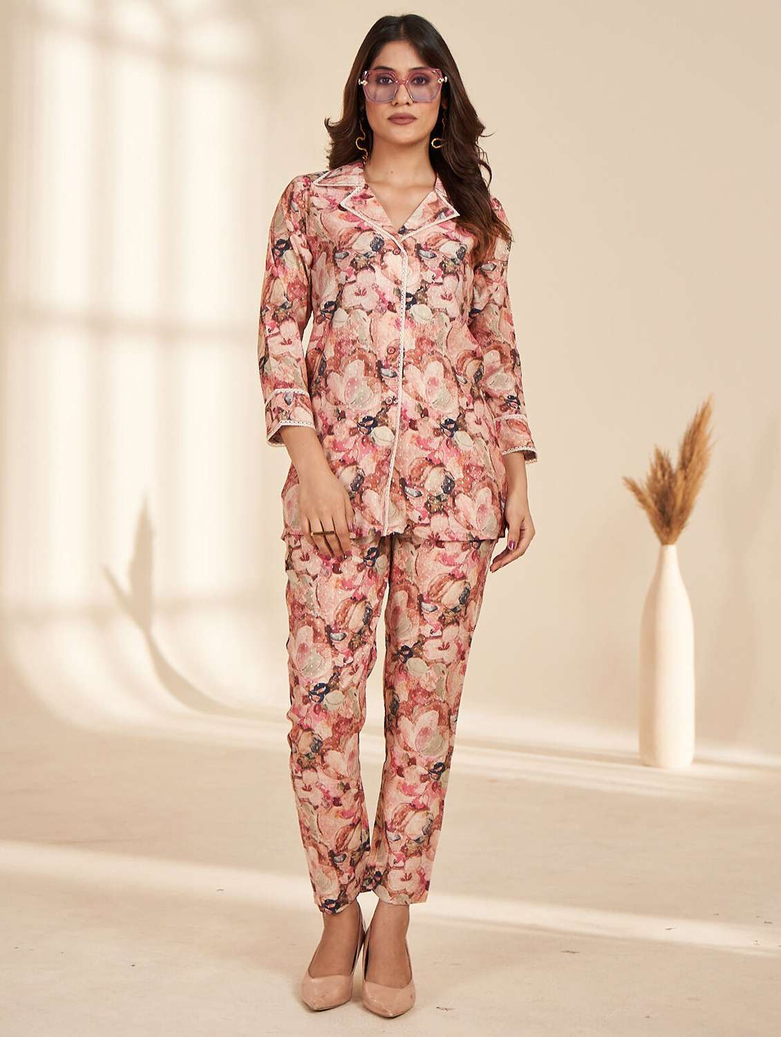 women printed shirt and trouser co-ord set