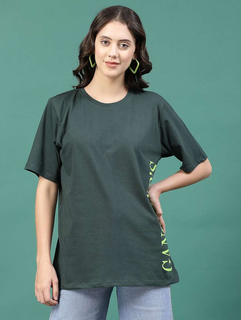 bottle green cotton jersey oversized t-shirt