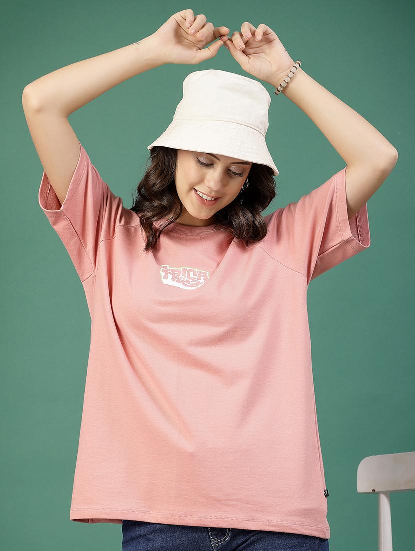 peach cotton oversized t-shirt - 21276089 - Standard Image - 2