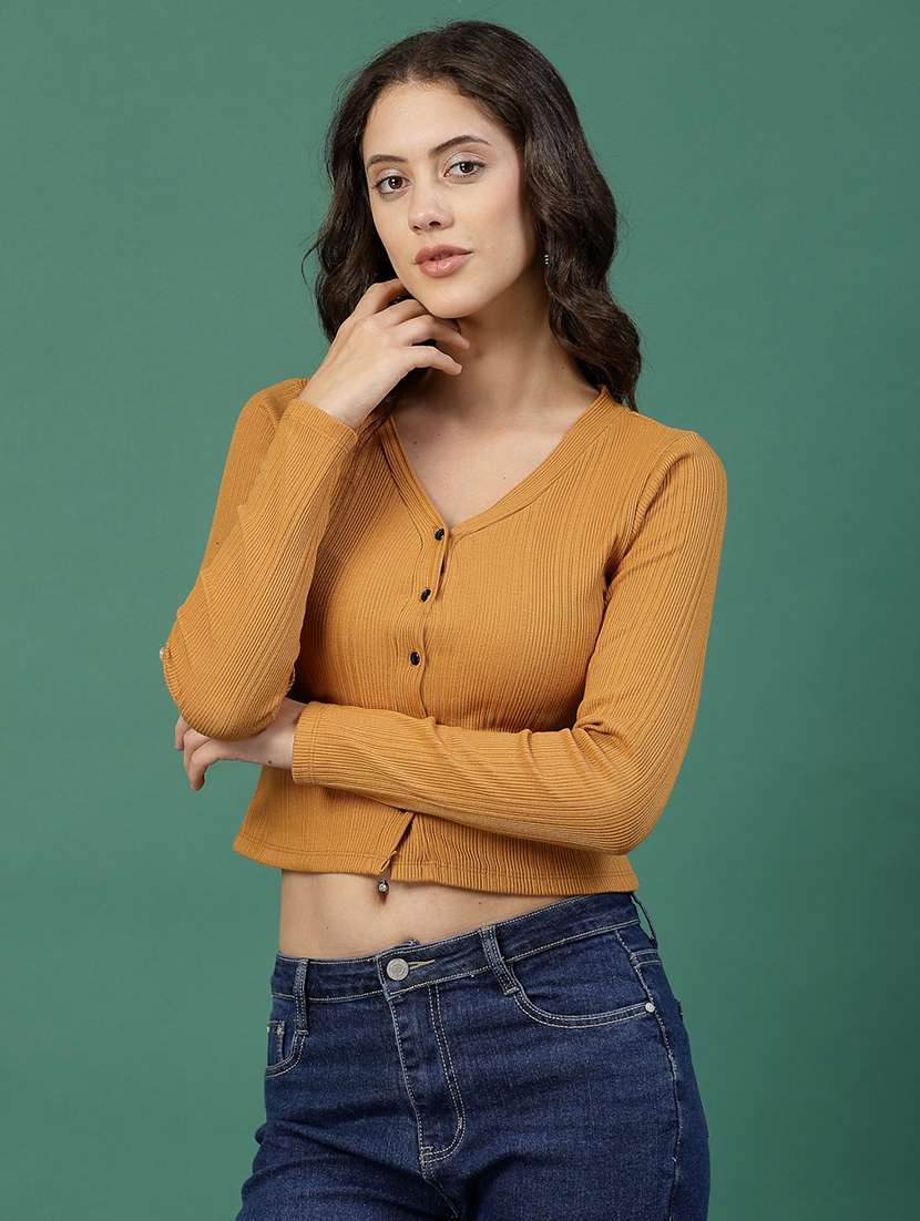 brown cotton crop top