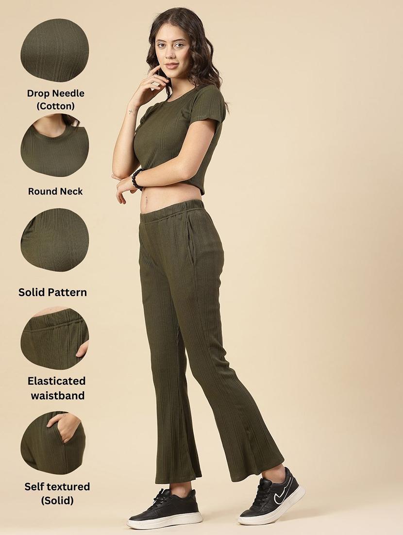 olive cotton top and trouser co-ord set - 21276110 - Standard Image - 2