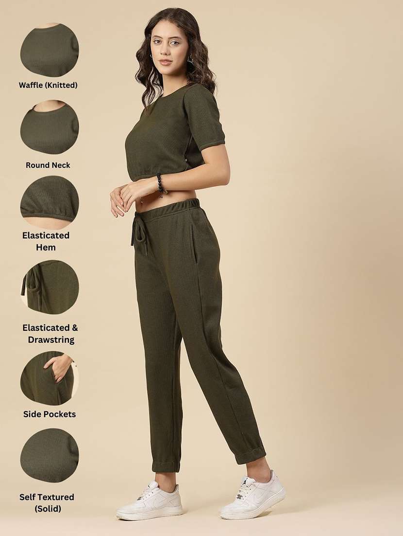 olive cotton top and trouser co-ord set - 21276113 -  Standard Image - 2