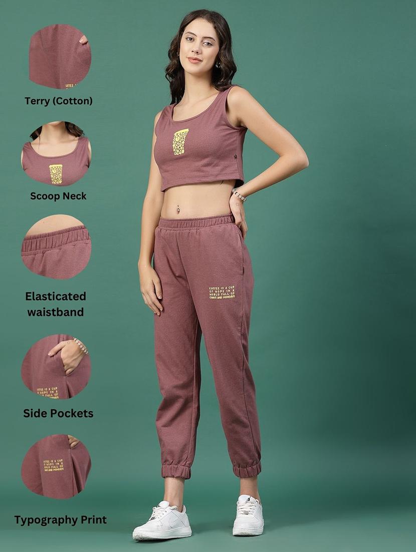 mauve cotton top and trouser co-ord set - 21276114 - Standard Image - 2