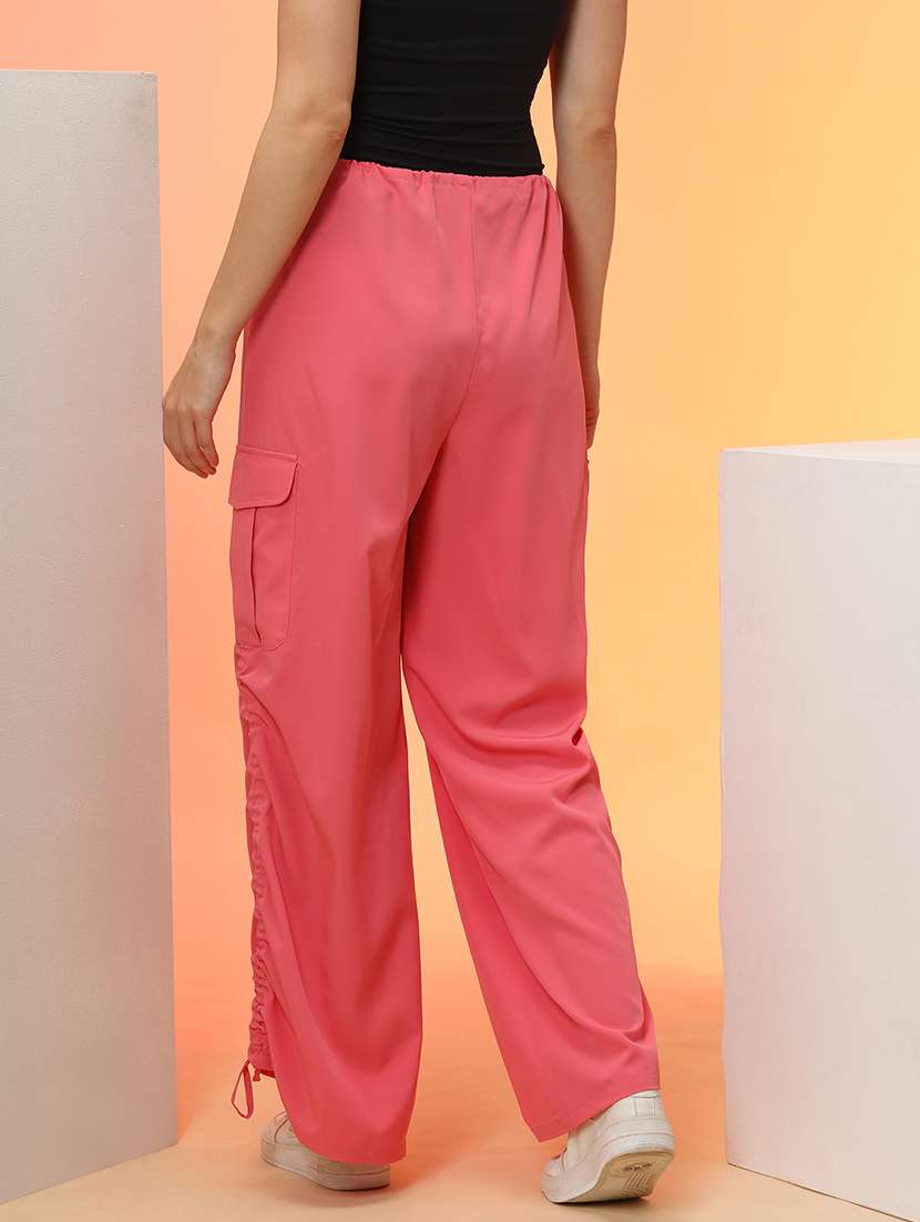 globus women rose pink loose fit side ruching high rise cargo jogger with drawstring  - 21276133 -  Standard Image - 2