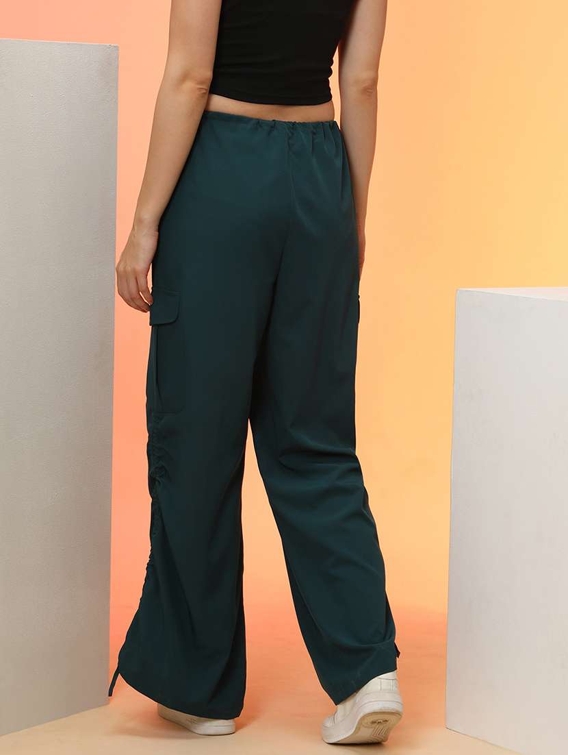 globus women forest green loose fit side ruching high rise cargo jogger with drawstring  - 21276134 -  Standard Image - 2
