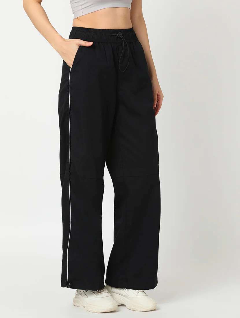 globus women black washed cargo with contrast piping and adjustable toggle - 21276136 - Standard Image - 2