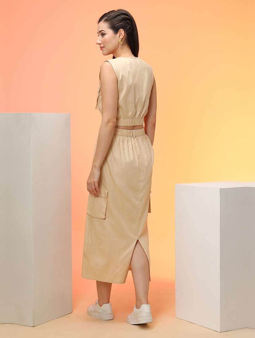 globus women beige crop top & midi skirt co-ord set - 21276152 -  Standard Image - 2
