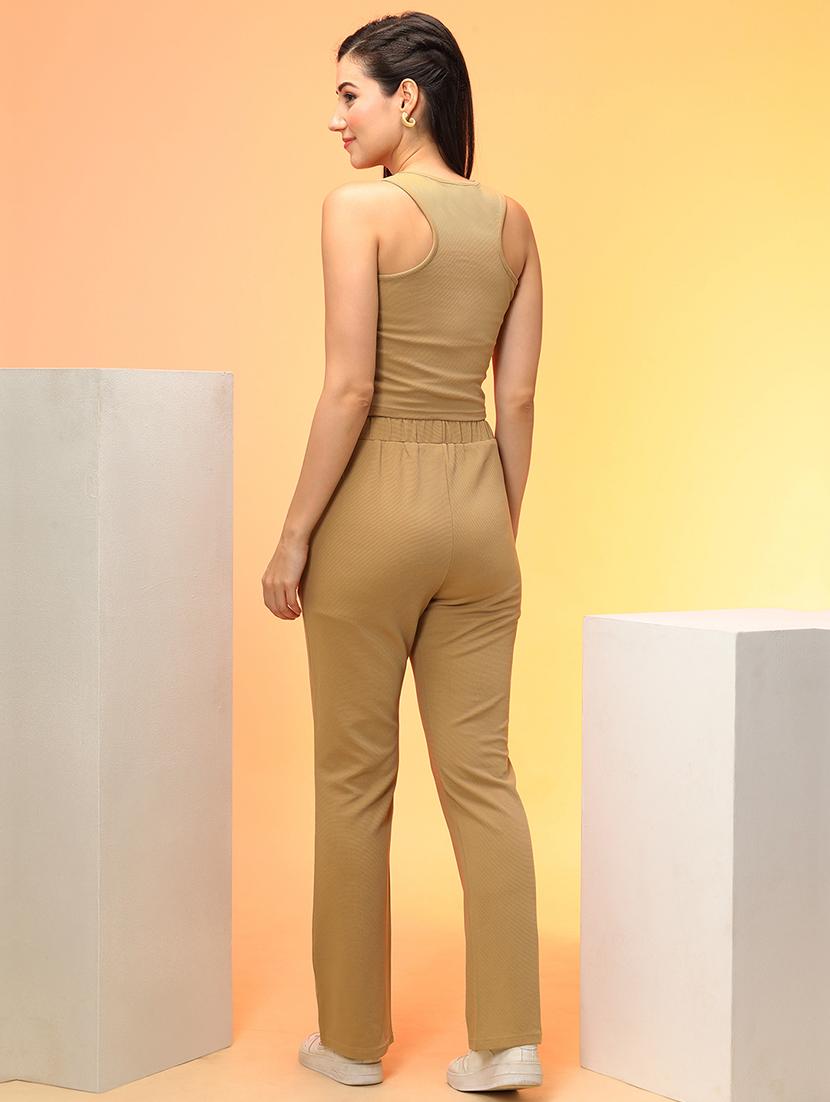 globus women brown racer back crop top & trouser co-ord set - 21276154 - Standard Image - 2