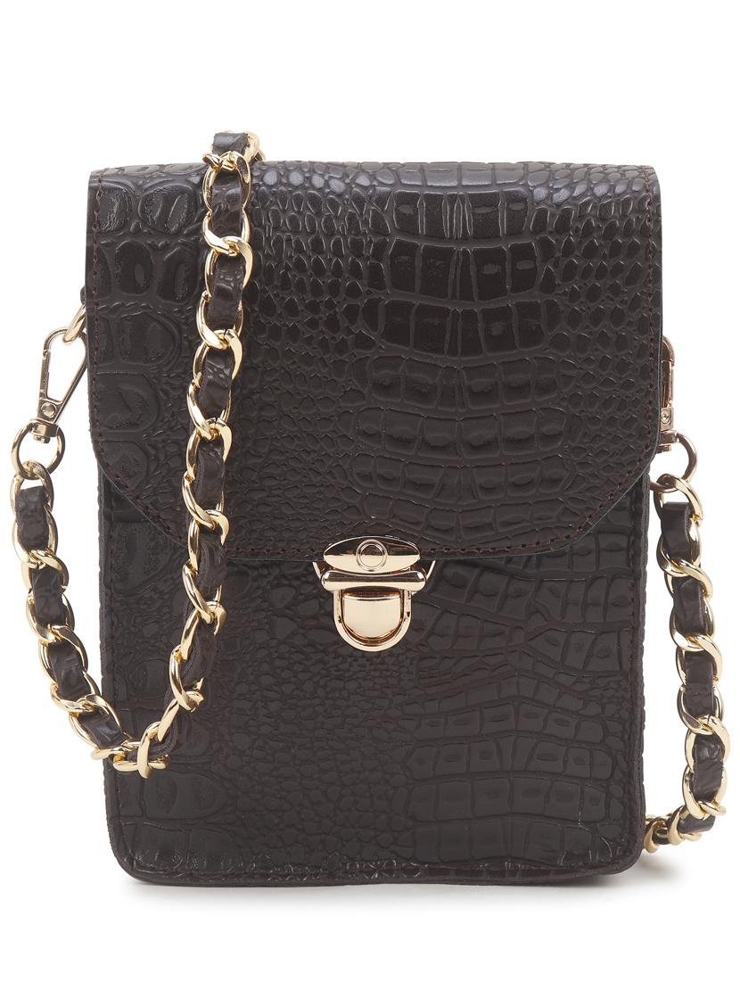 brown leatherette (pu) sling bag
