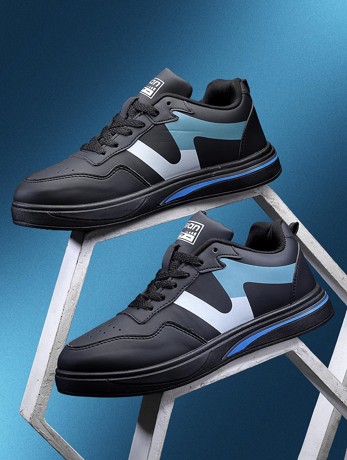 black synthetic lace up sneakers - 21276212 -  Zoom Image - 0