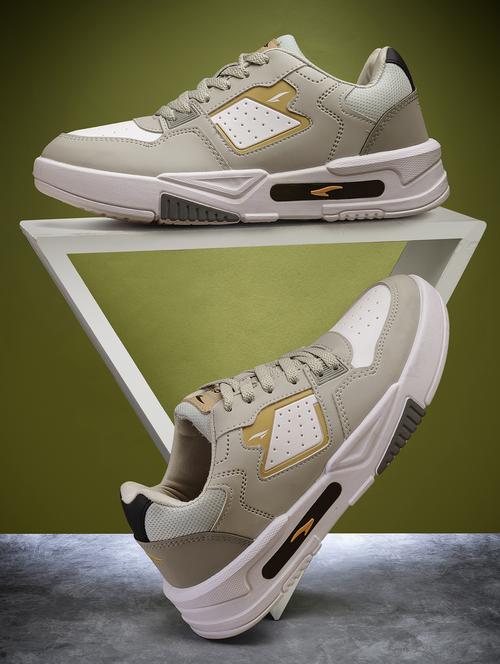 grey synthetic lace up sneakers - 21276214 -  Standard Image - 0