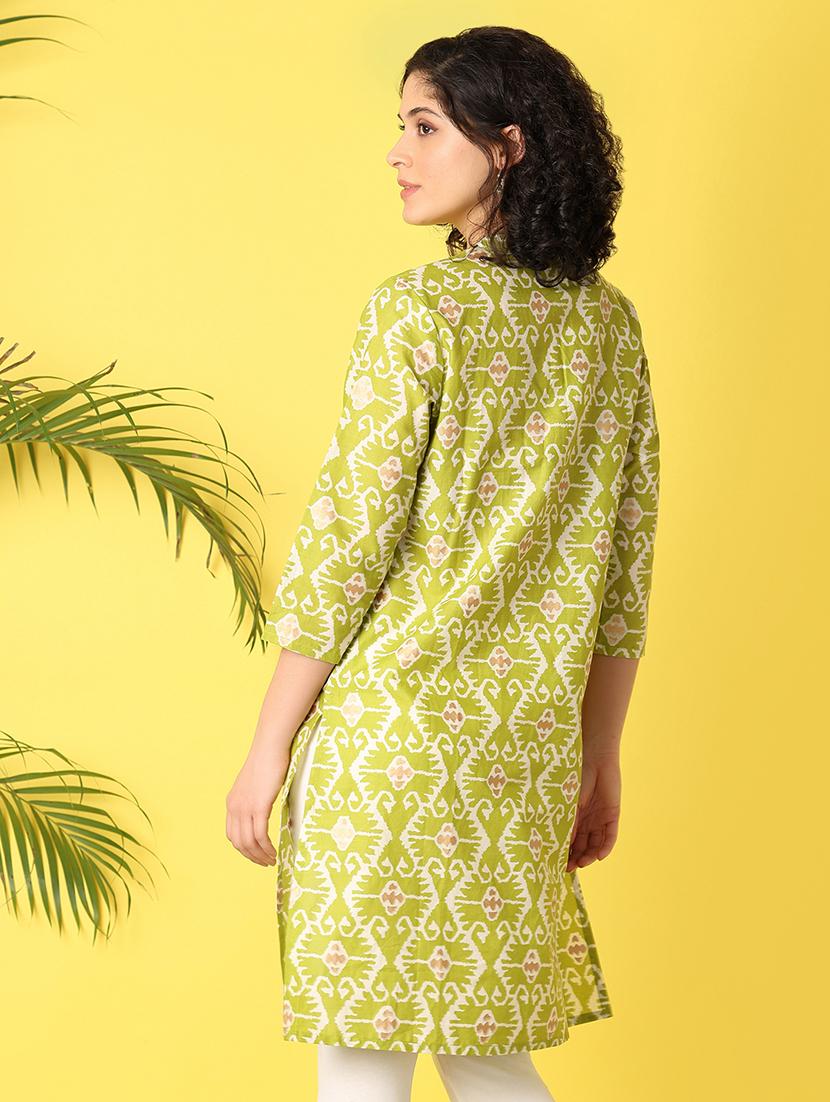 green printed straight kurta - 21276468 - Standard Image - 2
