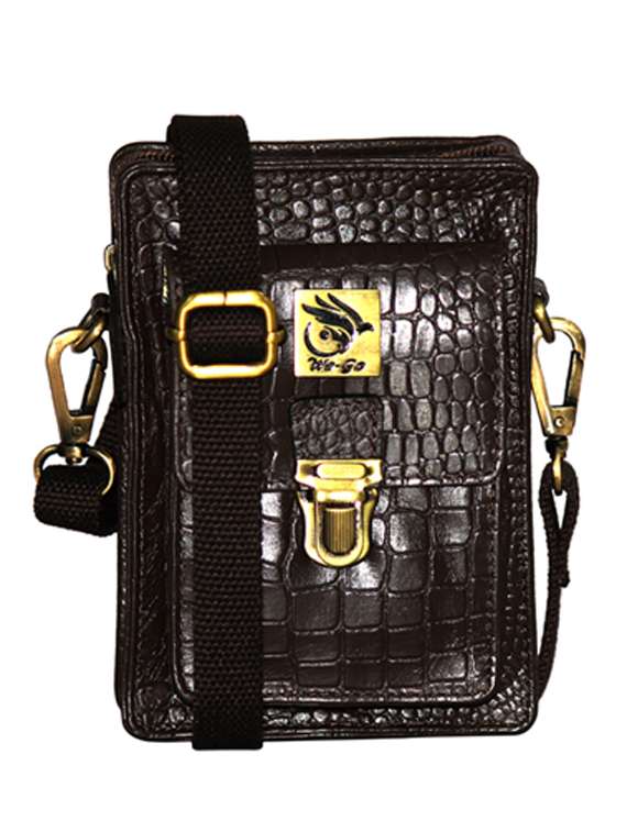 brown leather sling bag