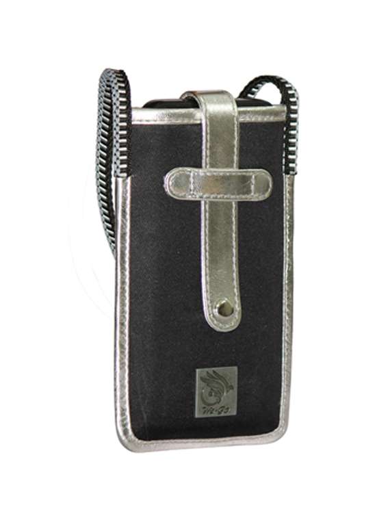 silver leather regular pouch