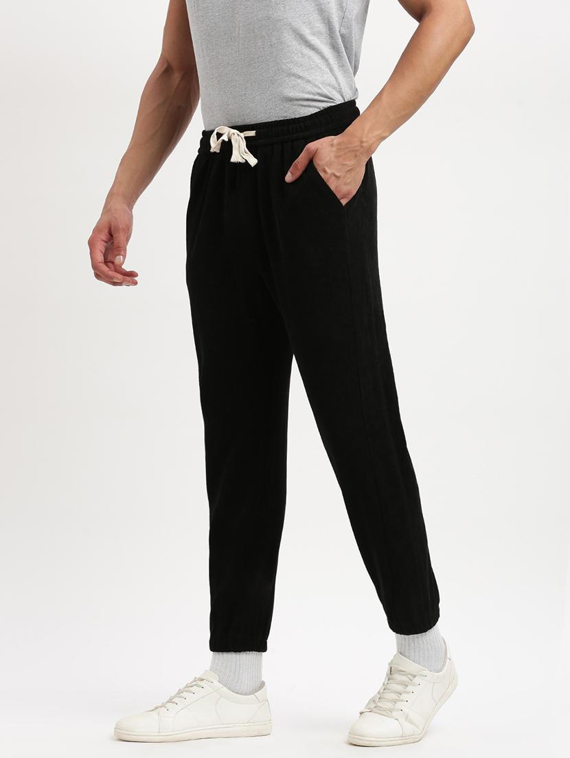 men black solid mid rise jogger - 21276809 - Standard Image - 2