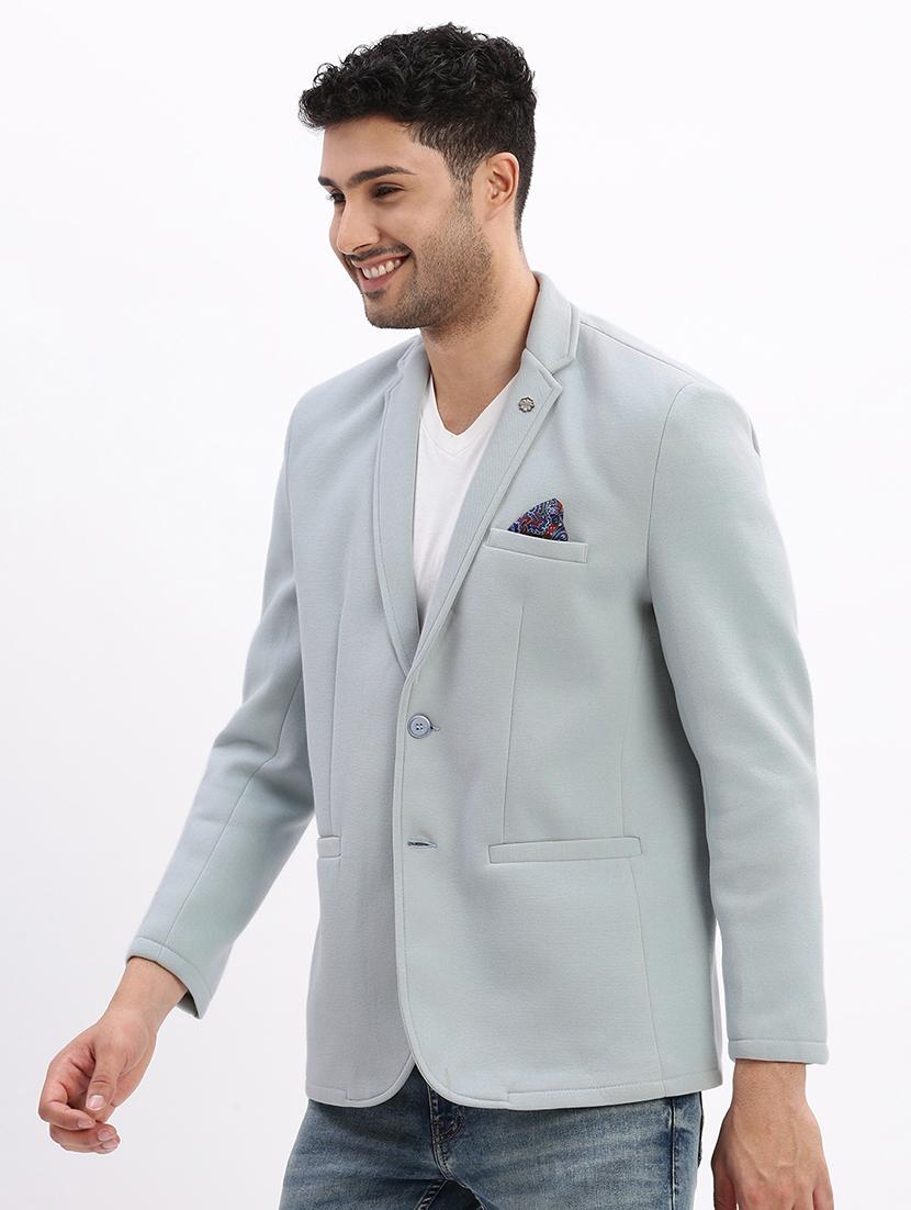 men's solid notched lapel single breasted blazer - 21276877 - Standard Image - 2